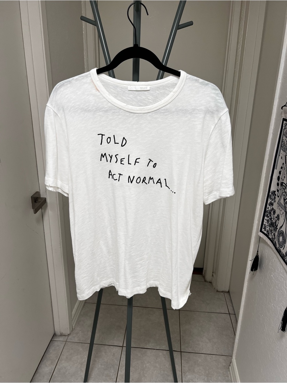 Zara White Graphic Short-Sleeve Tee with Black Text